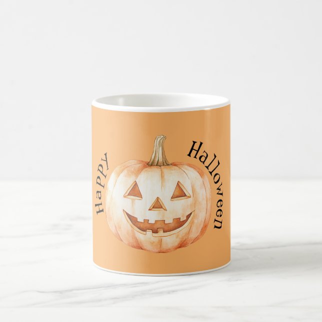 Happy Orange Pumpkin Halloween Coffee Mug (Center)