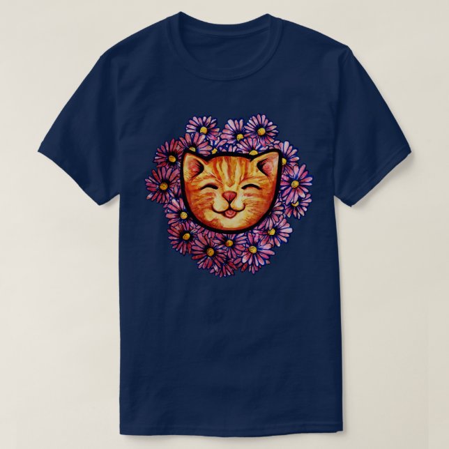 Happy Orange Tabby Cat T-Shirt (Design Front)