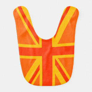 Happy Orange Union Jack British Flag Swag Bib