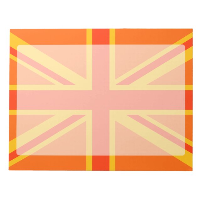 Happy Orange Union Jack British Flag Swag Notepad (Front)
