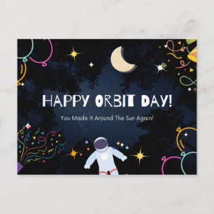 Happy Orbit Day Birthday Anniversary Space Gift Postcard