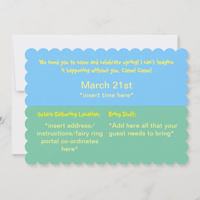 Happy Ostara Invitation to a Spring Equinox Event (Back)