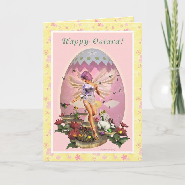 Happy Ostara - Spring Faerie - Blank Note Card (Front)
