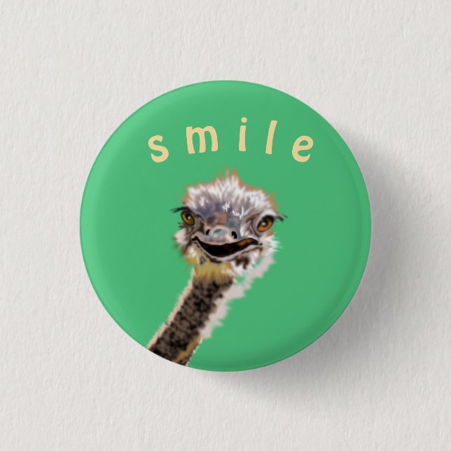 Happy Ostrich 3 Cm Round Badge (Front)