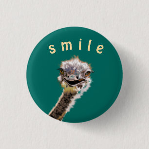 Happy Ostrich - Add Your Color / Text 3 Cm Round Badge