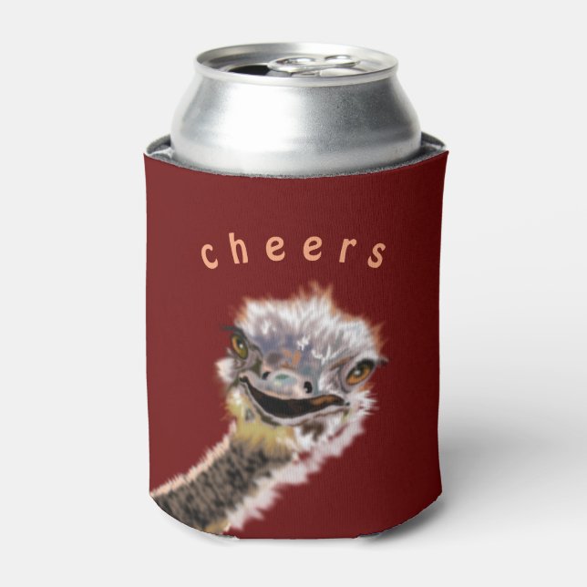 Happy Ostrich - Cheers - Can Cooler (Can Front)