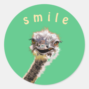 Happy Ostrich Classic Round Sticker