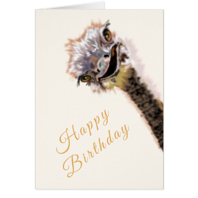 Happy Ostrich - Happy Birthday - Add Name / Text (Front)