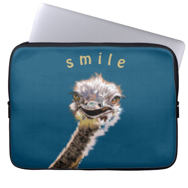 Happy Ostrich Laptop Sleeve (Front)