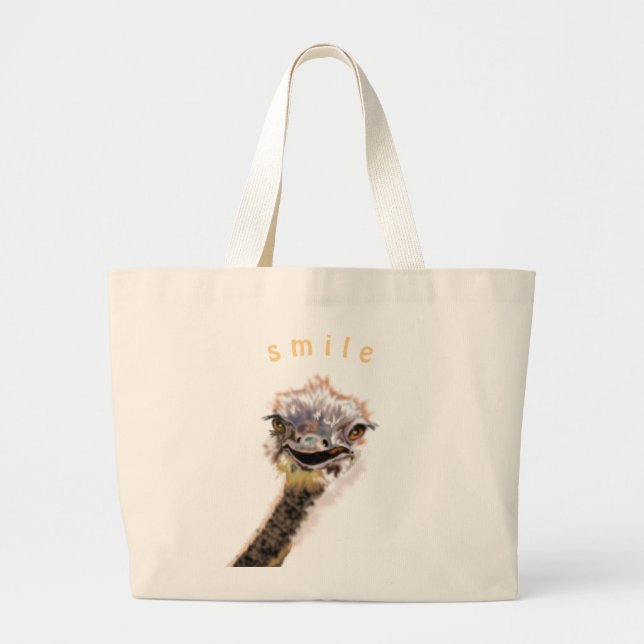 Happy Ostrich Large Tote Bag (Front)