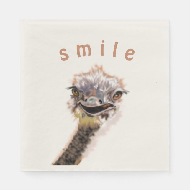 Happy Ostrich Napkins - Fun Painting - Your Text (Front)