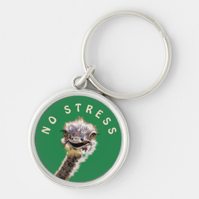 Happy Ostrich No Stress  Keychain Your Colour /Tex (Front)