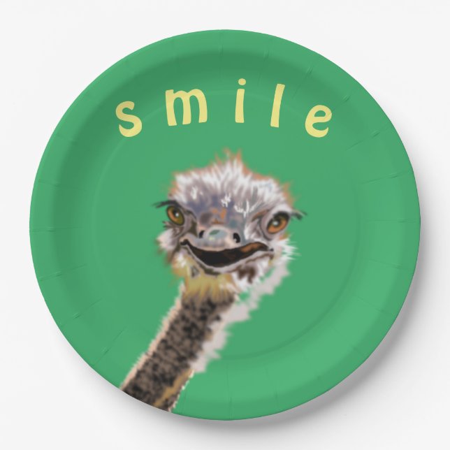 Happy Ostrich - Paper Plate (Front)