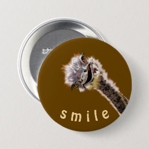 Happy Ostrich - Smile - Be Happy - Add Your Color 7.5 Cm Round Badge