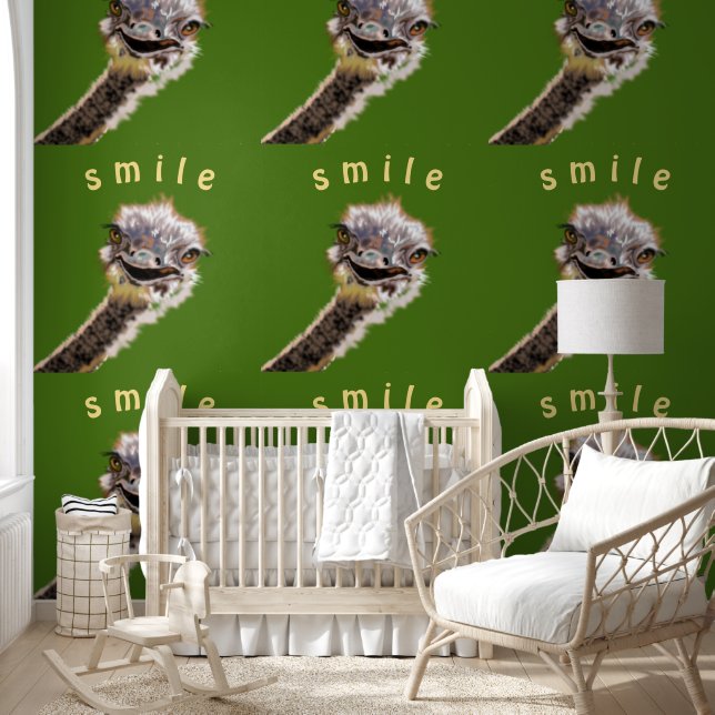 Happy Ostrich Smile Text Funny Wallpaper (Kids)