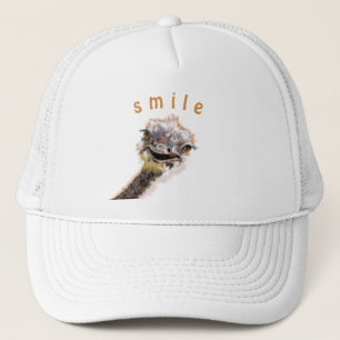 Happy Ostrich Trucker Hat - Smile - Be Happy