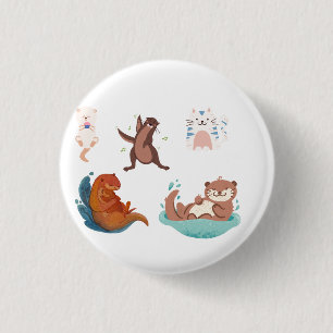 Happy ottering sticker 3 cm round badge