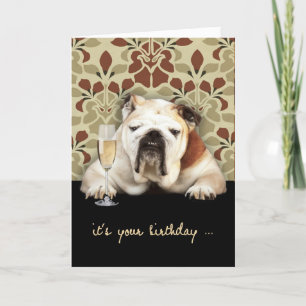 happy over the hill birthday, humour, bulldog card