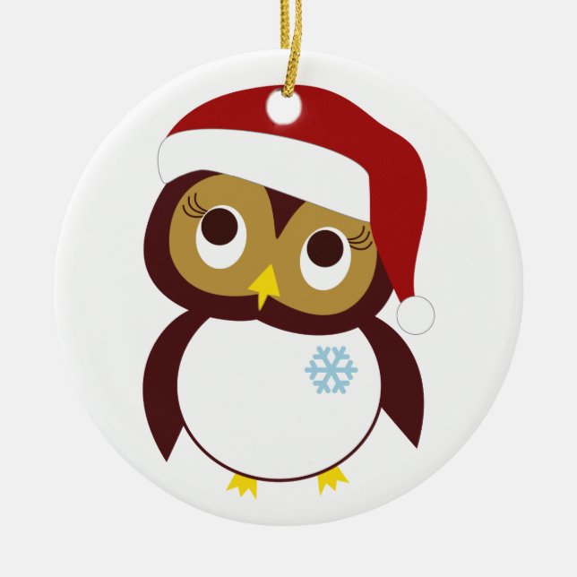 Happy Owl-idays Ceramic Tree Decoration (Front)