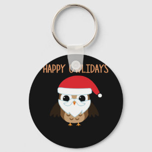 Happy Owlidays Christmas Owl for Owl Lovers Key Ring