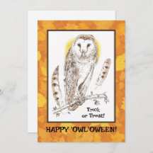 Happy "Owl'oween Flat Hallowen Card