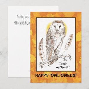 Happy "Owl'oween Flat Hallowen Card