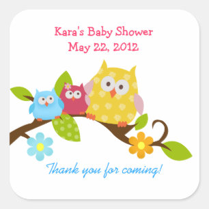 Happy Owls Boy and Girl Twin Shower Sticker