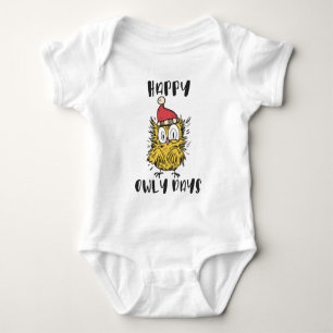 Happy Owly Days Funny Santa Owl Baby Bodysuit