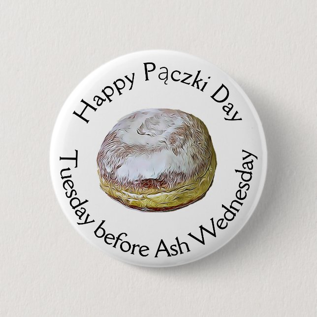 Happy Pączki Day Food Holiday   6 Cm Round Badge (Front)