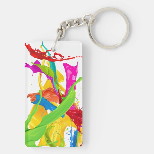 Happy Paint Splatter Key Ring (Back)
