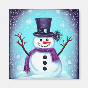 Happy Painted Snowman Magnet
