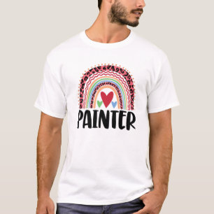 Happy Painter Rainbow Funny Men Leopard Rainbow Lo T-Shirt