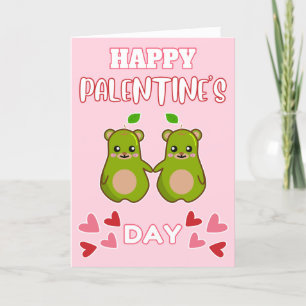 HAPPY PALENTINE'S DAY Cute Pear Bear Pair Holiday Card