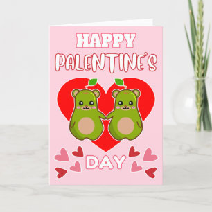 HAPPY PALENTINE'S DAY Cute Pear Bear Pair Holiday Card