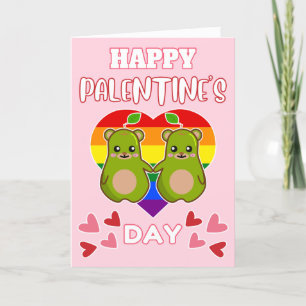 HAPPY PALENTINE'S DAY Cute Pear Bear Pair LGBT Holiday Card