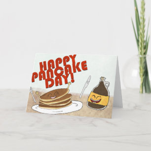 Happy Pancake Day! Cartoon design. Card