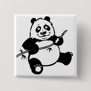 Happy Panda Bear 15 Cm Square Badge