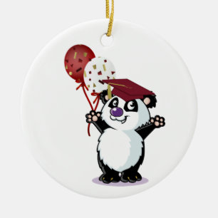 Happy Panda Bear Graduate Ceramic Tree Decoration