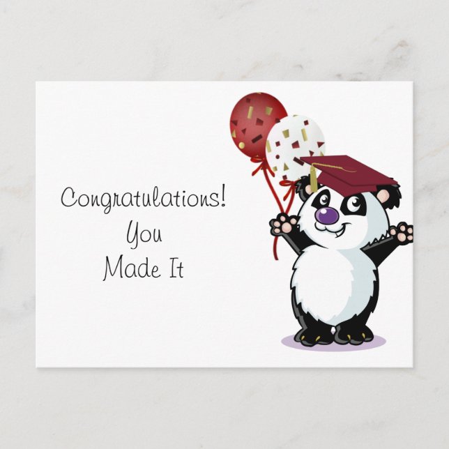 Happy Panda Bear Graduate Postcard (Front)