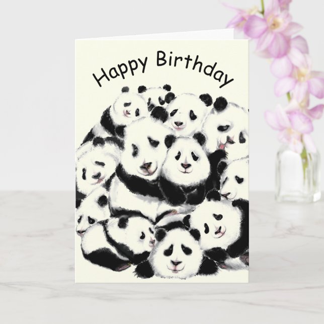 Happy Panda Birthday Cards (Orchid)