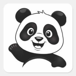 HAPPY PANDA CUTE  SQUARE STICKER