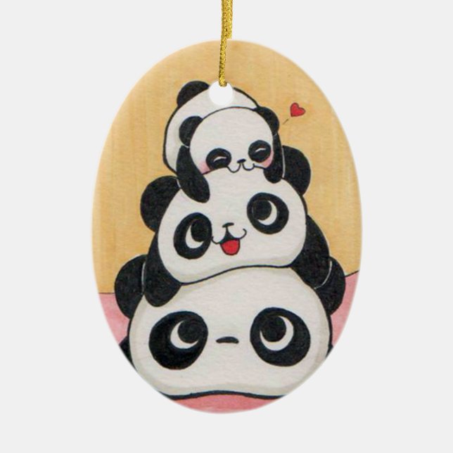 Happy Panda Family Ornament (Front)