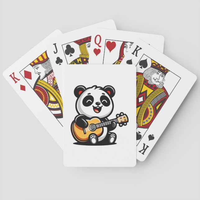 Happy Panda Guitarist - Cute Acoustic Music Design Playing Cards (Back)