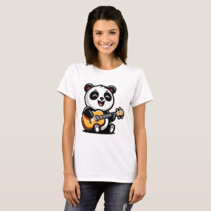 Happy Panda Guitarist - Cute Acoustic Music Design T-Shirt