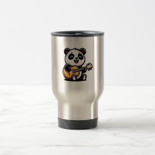 Happy Panda Guitarist - Cute Acoustic Music Design Travel Mug