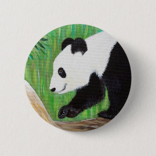 Happy Panda Painting 6 Cm Round Badge
