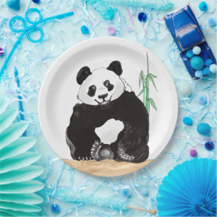 Happy Panda Plates, 9" Round Paper Plate