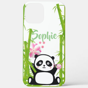 Happy Panda with Bamboo & Cherry Blossom iPhone 12 Pro Max Case