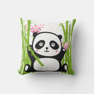 Happy Panda with Bamboo & Cherry Blossom Cushion