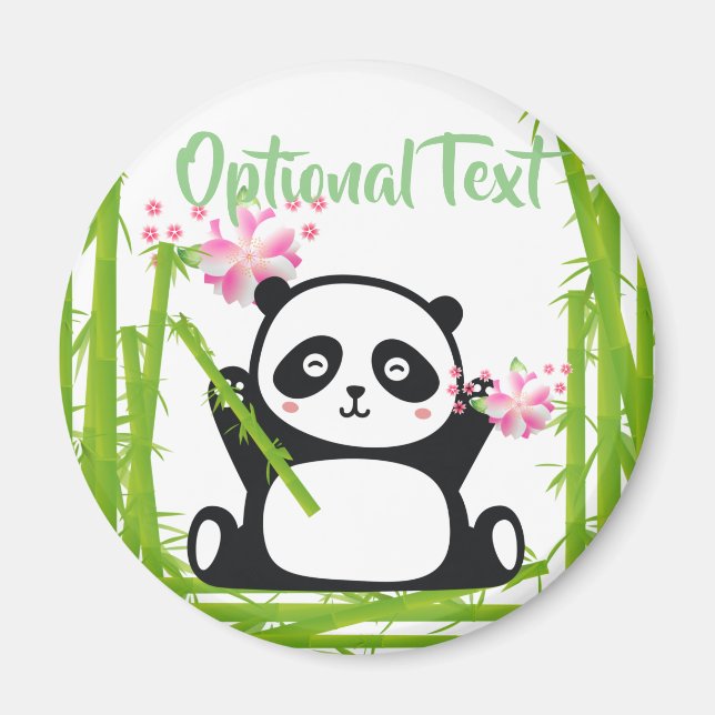 Happy Panda with Bamboo & Cherry Blossom Magnet (Front)